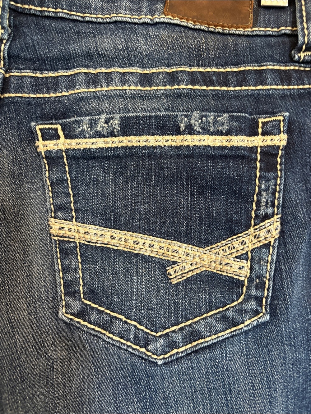 BKE Denim Stella Jean Shorts Dark Wash Embroidered Thick Stitch Stretch Size 29 - Picture 6 of 11